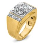 IBGoodman 14k Two Tone 1 3/4 carat Lab Grown Diamond VS/SI+ G+ Complete Men's Polished and Satin Cluster Ring - Image 6