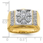 IBGoodman 14k Two Tone 1 3/4 carat Lab Grown Diamond VS/SI+ G+ Complete Men's Polished and Satin Cluster Ring - Image 7