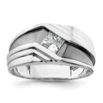 IBGoodman 14k White Gold with Black Rhodium 1/2 carat Lab Grown Diamond VS/SI+ G+ Complete Satin Men's Ring