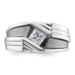 IBGoodman 14k White Gold with Black Rhodium 1/2 carat Lab Grown Diamond VS/SI+ G+ Complete Satin Men's Ring - Image 4