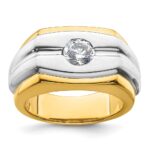 IBGoodman 14k Two-tone 1 carat Lab Grown Diamond VS/SI+ G+ Complete Polished and Satin Men's Ring