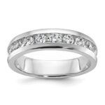 IBGoodman 14k White Gold Men's Polished 9-Stone 1 Carat AA Quality Diamond Ring