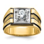 IBGoodman 14k Two Tone with Black Rhodium 1 carat Lab Grown Diamond VS/SI+ G+ Complete Polished and Satin Men's Ring