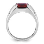 14k White Gold IBGoodman Men's Created Garnet and 1/10 carat Diamond Complete Ring - Image 2
