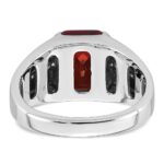 14k White Gold IBGoodman Men's Created Garnet and 1/10 carat Diamond Complete Ring - Image 7