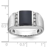 10k White Gold IBGoodman Men's Satin Onyx and Diamond Complete Ring - Image 2