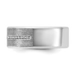 14k White Gold IBGoodman Men's Satin Lab Created Sapphire and 1/8 carat Diamond Complete Ring - Image 5