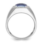 14k White Gold IBGoodman Men's Created Sapphire and 1/3 carat Diamond Complete Ring - Image 2