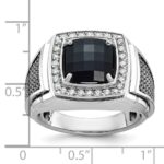 10k White Gold IBGoodman Men's Black Rhodium Onyx and Diamond Complete Ring - Image 3