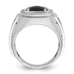 14k White Gold with Black Rhodium IBGoodman Men's Onyx and 1/4 carat Diamond Complete Ring - Image 2