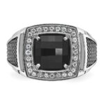14k White Gold with Black Rhodium IBGoodman Men's Onyx and 1/4 carat Diamond Complete Ring - Image 6