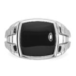 14k White Gold IBGoodman Men's Polished and Satin Onyx Complete Ring - Image 6