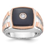 14k Two-tone White/Rose Gold IBGoodman Men's Onyx Diamond Ring Mounting