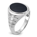 14k White Gold IBGoodman Men's Oval Onyx Complete Ring - Image 8
