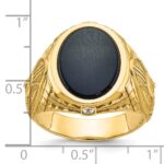 10k IBGoodman Men's Onyx and Diamond Complete Ring - Image 3