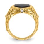 14k IBGoodman Men's Onyx and 1/10 carat Diamond Complete Ring - Image 2