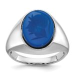 14k White Gold IBGoodman Men's Blue Agate Complete Ring