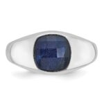 10k White Gold IBGoodman Men's Sapphire Doublet Stone Complete Ring - Image 4
