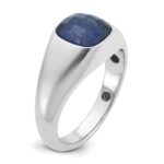 10k White Gold IBGoodman Men's Sapphire Doublet Stone Complete Ring - Image 6