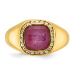 10k IBGoodman Men's Ruby Doublet Stone and Diamond Complete Ring - Image 6