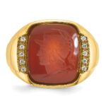 14k IBGoodman Men's Carnelian and 1/10 carat Diamond Complete Ring - Image 6