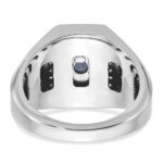 14k White Gold IBGoodman Men's Satin Sapphire Doublet Stone and 1/4 carat Diamond Complete Ring - Image 7