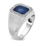 14k White Gold IBGoodman Men's Polished and Satin Gemstone and Diamond Ring Mounting - Image 8