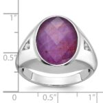 14k White Gold IBGoodman Men's Oval Ruby Doublet Stone and 1/15 carat Diamond Complete Ring - Image 3