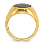 14k IBGoodman Men's Oval Onyx and 1/15 carat Diamond Complete Ring - Image 2