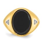 14k IBGoodman Men's Oval Onyx and 1/15 carat Diamond Complete Ring - Image 6