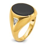 14k IBGoodman Men's Oval Onyx and 1/15 carat Diamond Complete Ring - Image 8