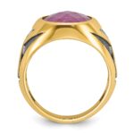 14k with Black Rhodium IBGoodman Men's Ruby Doublet Stone Complete Ring - Image 2