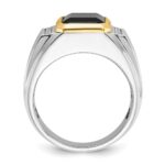 14k Two-tone IBGoodman Men's Polished and Satin Onyx and 1/10 carat Diamond Complete Ring - Image 2