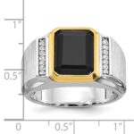 14k Two-tone IBGoodman Men's Polished and Satin Onyx and 1/10 carat Diamond Complete Ring - Image 3