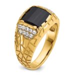 IBGoodman 14k Men's Polished and Nugget Textured Onyx and 1/4 Carat AA Quality Diamond Ring - Image 8