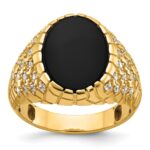 14k IBGoodman Men's Onyx and 1/2 carat Diamond Nugget Complete Ring