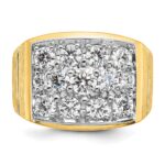 IBGoodman 14k with White Rhodium 1 7/8 carat Lab Grown Diamond VS/SI+ G+ Polished Satin and Grooved Men's Cluster Ring - Image 4