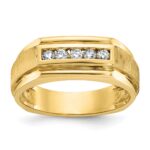 IBGoodman 14k Men's Polished and Satin 5-Stone 1/4 Carat AA Quality Diamond Ring