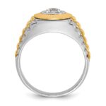 IBGoodman 14k Two-tone Men's Polished Satin and Textured 3/8 Carat AA Quality Diamond Ring - Image 2