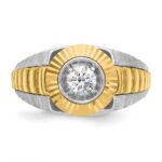 IBGoodman 14k Two Tone 3/8 carat Lab Grown Diamond VS/SI+ G+ Complete Polished Satin and Textured Men's Ring - Image 4