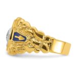 IBGoodman 10k Two-tone Men's Polished and Nugget Textured Diamond Blue Lodge Master Masonic Ring - Image 3