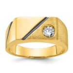 14k IBGoodman Men's Polished and Satin Diamond Signet Ring Mounting