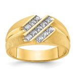14k IBGoodman Men's Polished Satin and Grooved Ring Mounting
