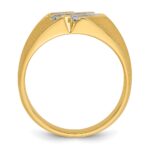 IBGoodman 14k Men's Polished Satin and Grooved 1/4 Carat AA Quality Diamond Ring - Image 2