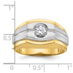 10k Two-tone IBGoodman Men's Polished and Satin Diamond Complete Ring - Image 2