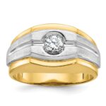 IBGoodman 14k Two-tone 1/3 carat Lab Grown Diamond VS/SI+ G+ Complete Polished and Satin Men's Ring