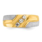 IBGoodman 14k Two-tone Men's Polished Satin and Grooved 3-Stone 1/4 Carat AA Quality Diamond Ring - Image 6