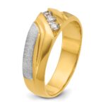 IBGoodman 14k Two-tone Men's Polished Satin and Grooved 3-Stone 1/4 Carat AA Quality Diamond Ring - Image 8