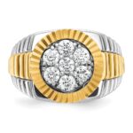 IBGoodman 14k Two-tone Men's Polished and Textured Round Cluster Ring Mounting - Image 6