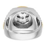 IBGoodman 14k Two-tone Men's Polished and Textured 1 Carat AA Quality Round Cluster Ring - Image 7